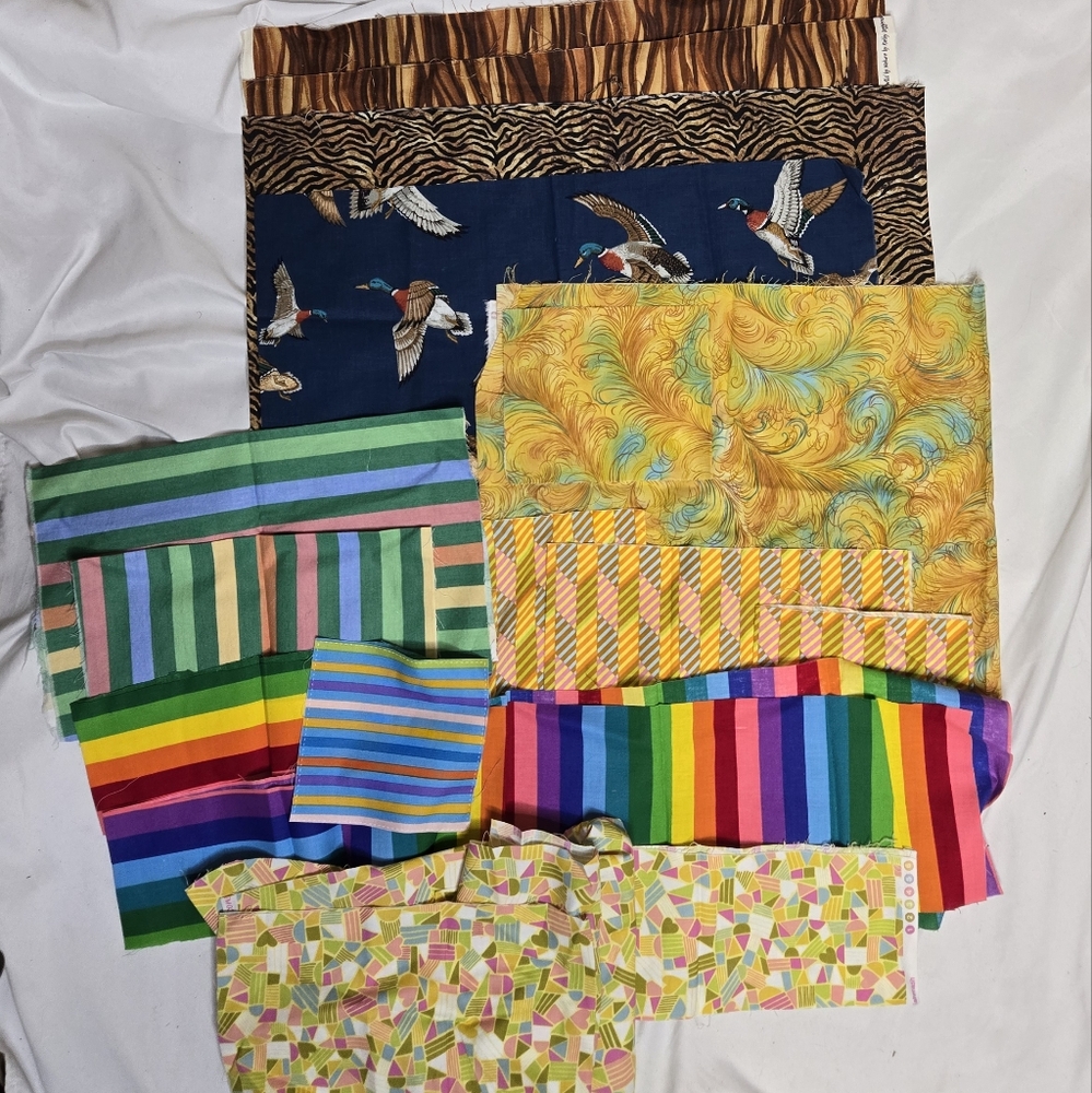Fabric pieces several pieces patterns animal print‎ rainbow bright colors DIY